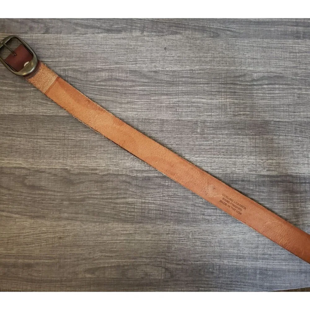 Tooled Genuine Leather U.S. Airforce Belt Jets Eagle Brown Made in USA Mens L/XL
